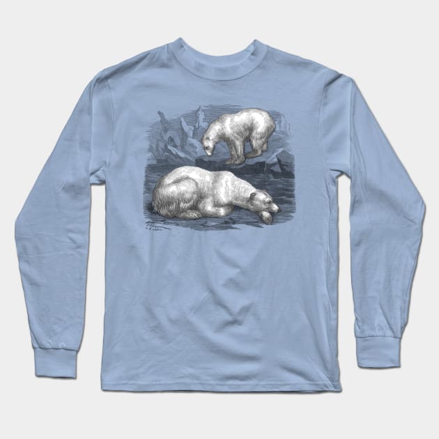 Polar Bear Black & White Illustration Long Sleeve T-Shirt by Biophilia